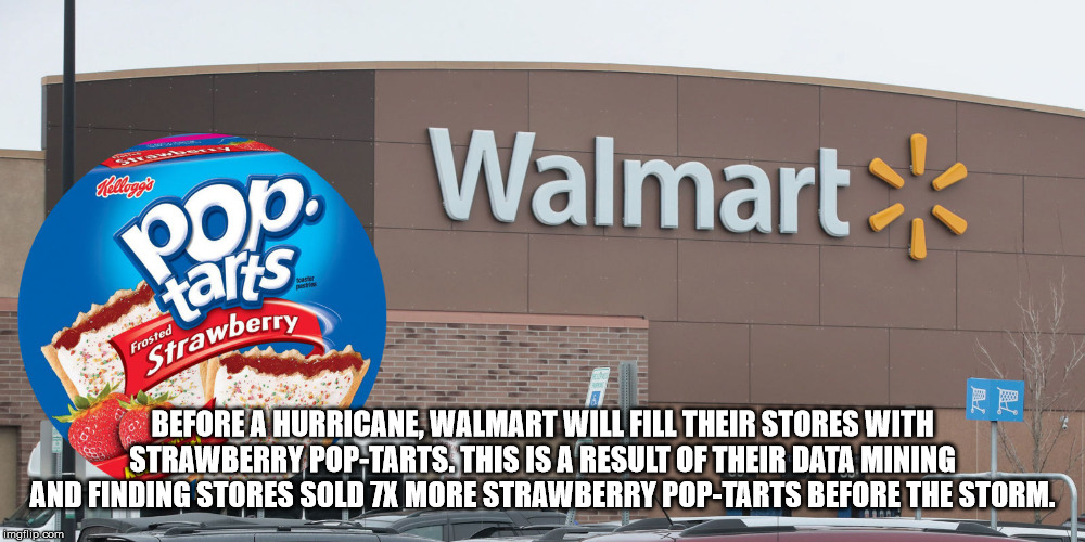 pop tarts - aaaaans Walmart lo wberry Frosted Strawber Before A Hurricane Walmart Will Fill Their Stores With Strawberry PopTarts. This Is A Result Of Their Data Mining And Finding Stores Sold 7X More Strawberry PopTarts Before The Storm. imgflip.com