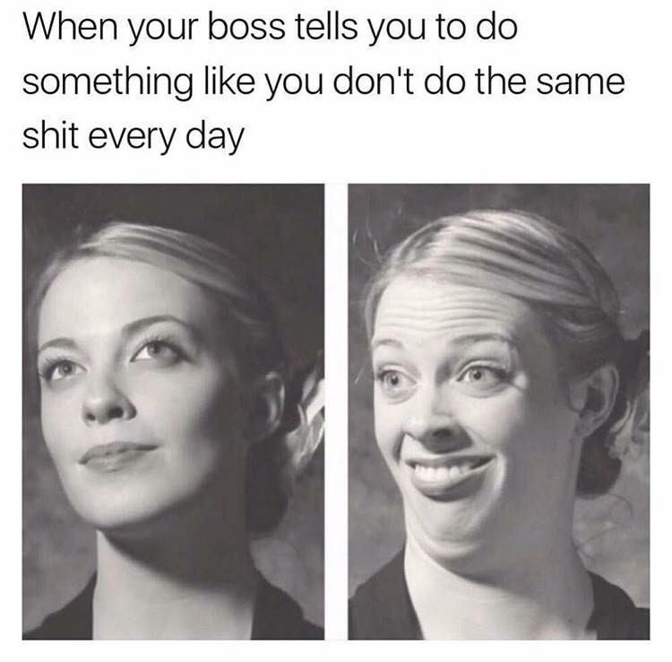your boss tells you to do meme - When your boss tells you to do something you don't do the same shit every day