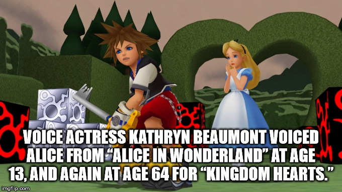 kh3 alice in wonderland - Voice Actress Kathryn Beaumont Voiced Alice Fromhalice In Wonderland" At Agem 13, And Again At Age 64 For "Kingdom Hearts." imgflip.com