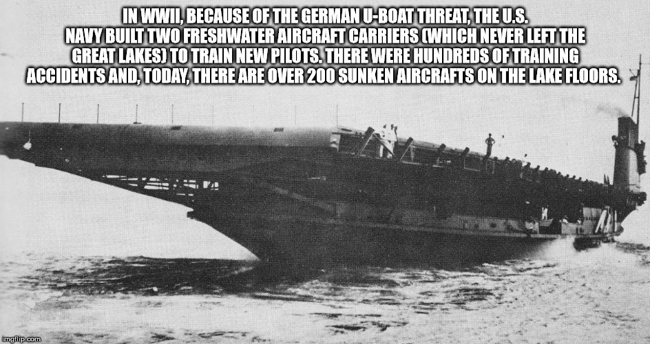 aircraft carriers on the great lakes - In Wwii Because Of The German UBoat Threat. The U.S. Navy Built Two Freshwater Aircraft Carriers Which Never Left The Great Lakes To Train New Pilots. There Were Hundreds Of Training Accidents And Today. There Are Ov