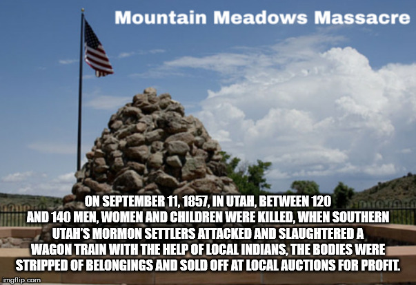 karaoke - Mountain Meadows Massacre On , In Utah, Between 120 Dito And 140 Men, Women And Children Were Killed, When Southern Utah'S Mormon Settlers Attacked And Slaughtered A Wagon Train With The Help Of Local Indians, The Bodies Were Stripped Of Belongi
