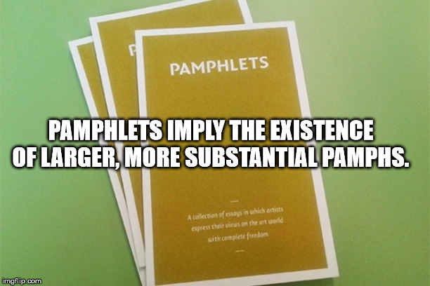 ines perez concha - Pamphlets Pamphlets Imply The Existence Of Larger, More Substantial Pamphs. A collection of essays in which artists express their views on the art world with complete freedom imgflip.com