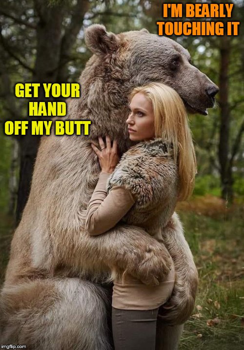 fur - I'M Bearly Touching It Get Your Hand Off My Butt imgflip.com