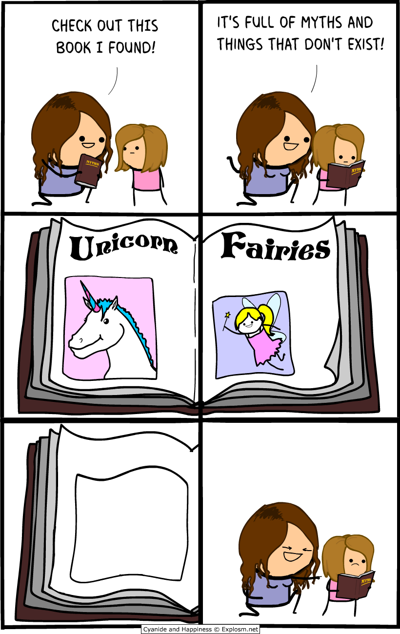 french cowards - Check Out This Book I Found! It'S Full Of Myths And Things That Don'T Exist! Tha Unicorn Fairies Do Cyanide and Happiness Explosm.net