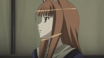 spice and wolf headpat gif