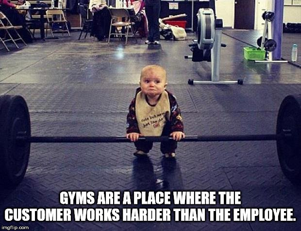 baby gym funny - bu Gyms Are A Place Where The Customer Works Harder Than The Employee, imgflip.com