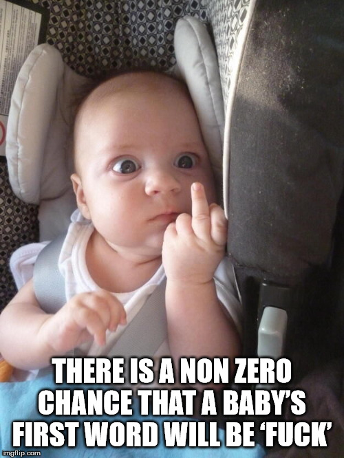 baby give middle finger - There Is A Non Zero Chance That A Baby'S First Word Will Be Fuck imgflip.com