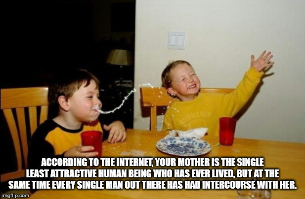 yo mama so fat memes - According To The Internet, Your Mother Is The Single Least Attractive Human Being Who Has Ever Lived, But At The Same Time Every Single Man Out There Has Had Intercourse With Her. imgflip.com