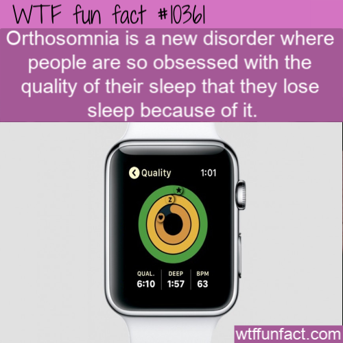 multimedia - Wtf fun fact Orthosomnia is a new disorder where people are so obsessed with the quality of their sleep that they lose sleep because of it. Quality Qual. Deep Bpm 63 wtffunfact.com