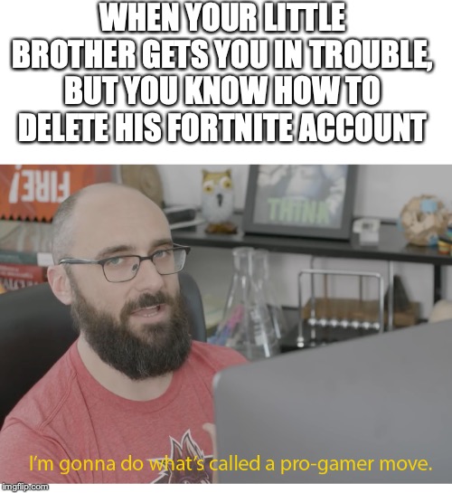 i m about to do a pro gamer movie - When Your Little Brother Gets You In Trouble But You Know How To Delete His Fortnite Account au I'm gonna do what's called a progamer move. imgflip.com
