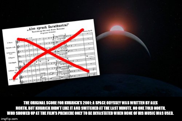 also sprach zarathustra space odyssey - Also sprach Zarathustral The Original Score For Kubrick'S 2001 A Space Odyssey Was Written By Ale Nortll. But Kubrick Didn'T It And Switched At The Last Minute No One Told North Who Showed Up At The Films Premiere O