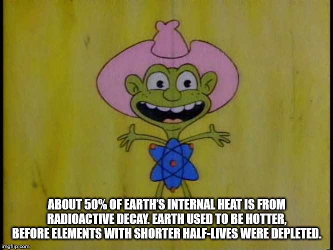 captain cat meme - About 50% Of Earth'S Internal Heat Is From Radioactive Decay Earth Used To Be Hotter. Before Elements With Shortert HalfLives Were Depleted. imgflip.com