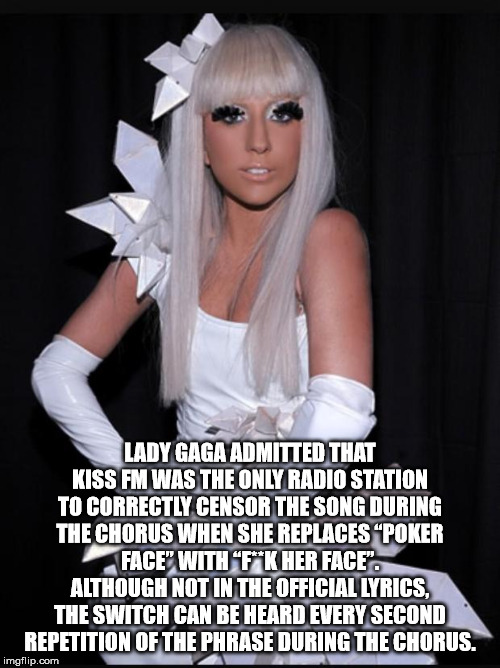 lady gaga futuristic costume - Lady Gaga Admitted That Kiss Fm Was The Only Radio Station To Correctly Censor The Song During The Chorus When She Replaces Poker Face" With "FK Her Face". Although Not In The Official Lyrics The Switch Can Be Heard Every Se