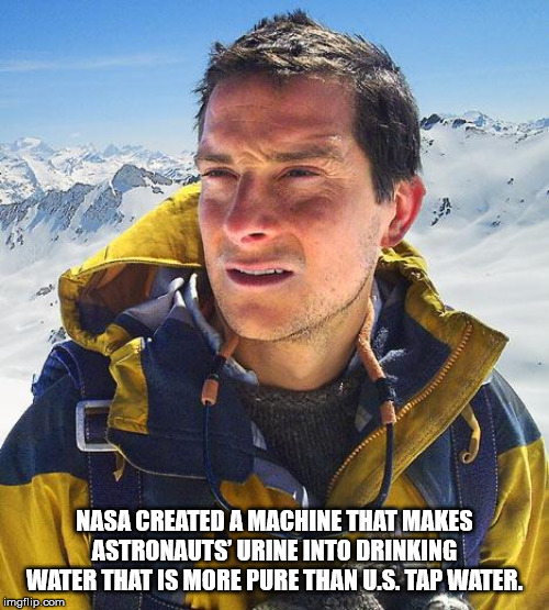 bear grylls meme - Nasa Created A Machine That Makes Astronauts Urine Into Drinking Water That Is More Pure Than U.S. Tap Water. imgflip.com