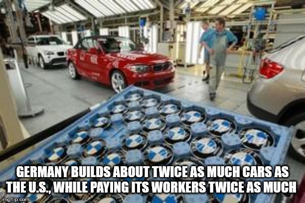 automobile repair shop - Germany Builds About Twice As Much Cars As The U.S., While Paying Its Workers Twice As Much imgflip.com