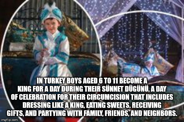 event - In Turkey Boys Aged 6 To 11 Become A King For A Day During Their Snnet Dgn, A Day Of Celebration For Their Circumcision That Includes Dressing A King. Eating Sweets. Receiving Gifts. And Partying With Family, Friends, And Neighbors. imgflip.com