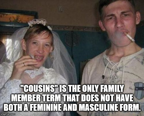 russian redneck - "Cousins" Is The Only Family Member Term That Does Not Have Both A Feminine And Masculine Form. imgflip.com