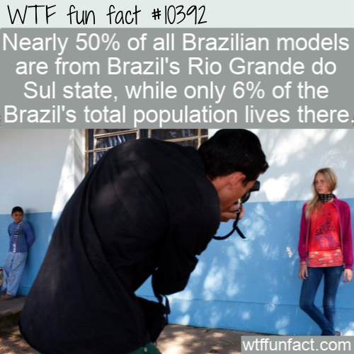 human behavior - Wtf fun fact Nearly 50% of all Brazilian models are from Brazil's Rio Grande do Sul state, while only 6% of the Brazil's total population lives there. wtffunfact.com