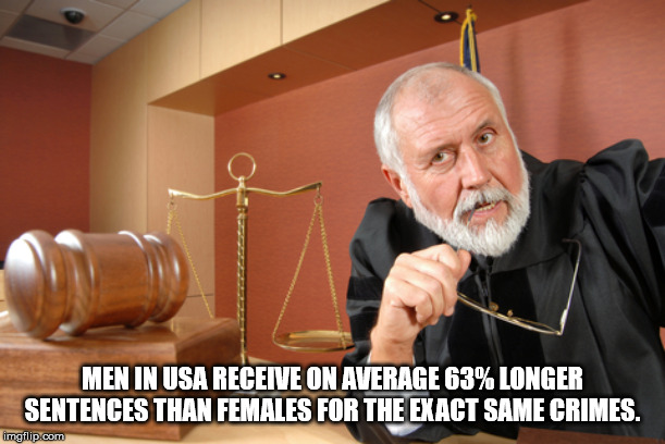 juge shutterstock - Mentinusa Receive On Average 63% Longer Sentences Than Females For The Exact Same Crimes. imgflip.com