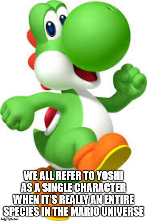 yoshi is a tax evader - We All Refer To Yoshi As A Single Character When It'S Really An Entire Species In The Mario Universe imgillip.com