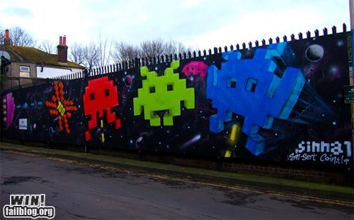 space invader graffiti