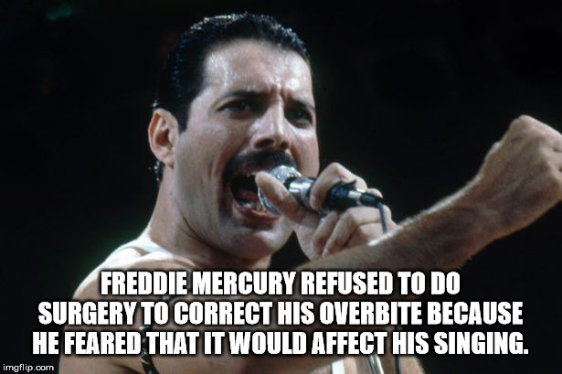 freddie mercury anti vax meme - Freddie Mercury Refused To Do Surgery To Correct His Overbite Because He Feared That It Would Affect His Singing. imgflip.com