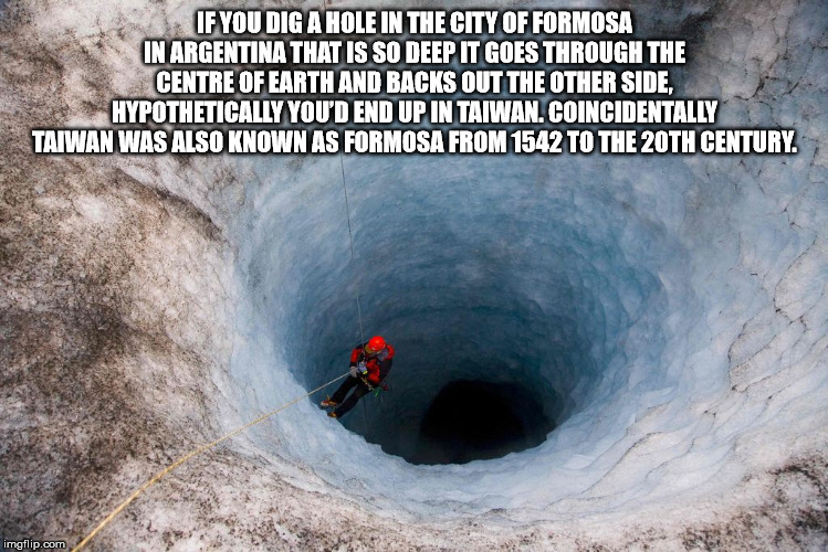 geology - If You Dig A Hole In The City Of Formosa In Argentina That Is So Deep It Goes Through The Centre Of Earth And Backs Out The Other Side, Hypothetically You'D End Up In Taiwan. Coincidentally Taiwan Was Also Known As Formosa From 1542 To The 20TH 