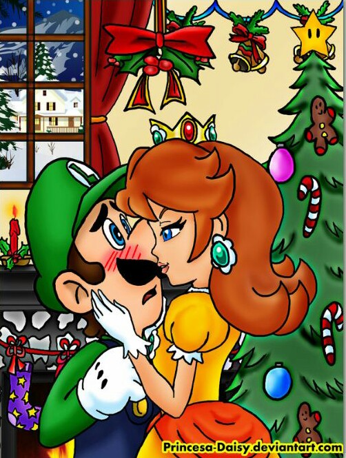 luigi and daisy kissing - PrincesaDaisy.deviantart.com