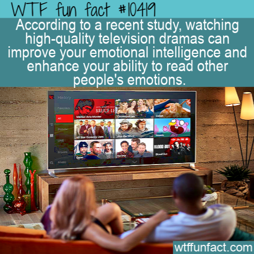 display advertising - Wtf fun fact According to a recent study, watching highquality television dramas can improve your emotional intelligence and enhance your ability to read other people's emotions. Bruce Le wtffunfact.com