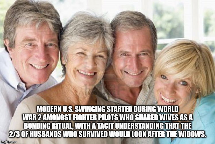 Modern U.S. Swinging Started During World War 2 Amongst Fighter Pilots Who d Wives As A Bonding Ritual With A Tacit Understanding That The 23 Of Husbands Who Survived Would Look After The Widows. imgflip.com