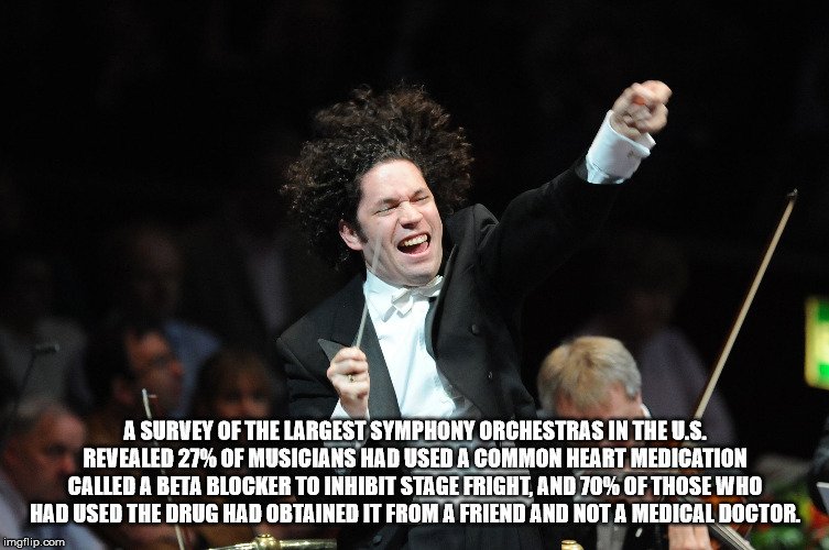 conductor dudamel - A Survey Of The Largest Symphony Orchestras In The U.S. Revealed 27% Of Musicians Had Used A Common Heart Medication Called A Beta Blocker To Inhibit Stage Fright, And 70% Of Those Who Had Used The Drug Had Obtained It From A Friend An