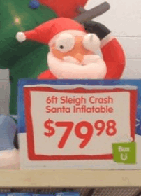 he sees you when you re sleeping gif - 6ft Sleigh Crash Santa Inflatable $7998