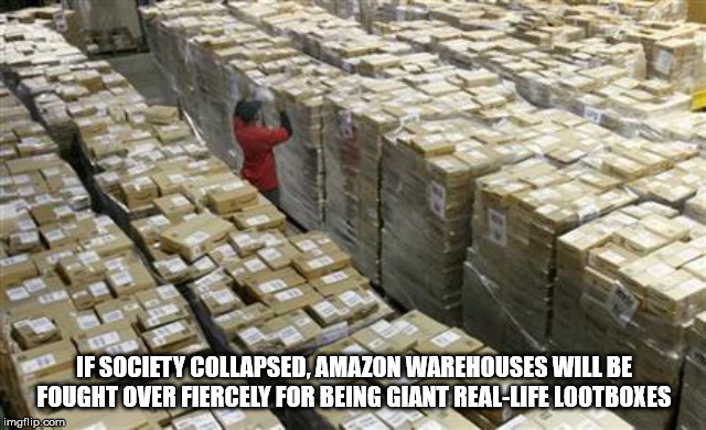 dose $300 million in cash look like - If Society Collapsed, Amazon Warehouses Will Be Fought Over Fiercely For Being Giant RealLife Lootboxes imgflip.com