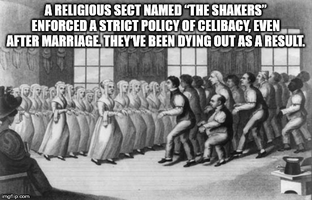 classical art memes thriller - A Religious Sect Named The Shakers" Enforced A Strict Policy Of Celibacy, Even After Marriage They'Ve Been Dying Out As A Result. imgflip.com