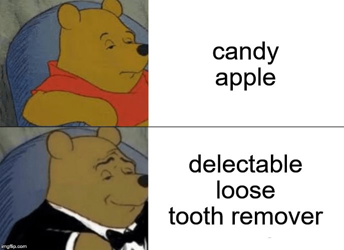 winnie the pooh meme font - candy apple delectable loose tooth remover imgflip.com