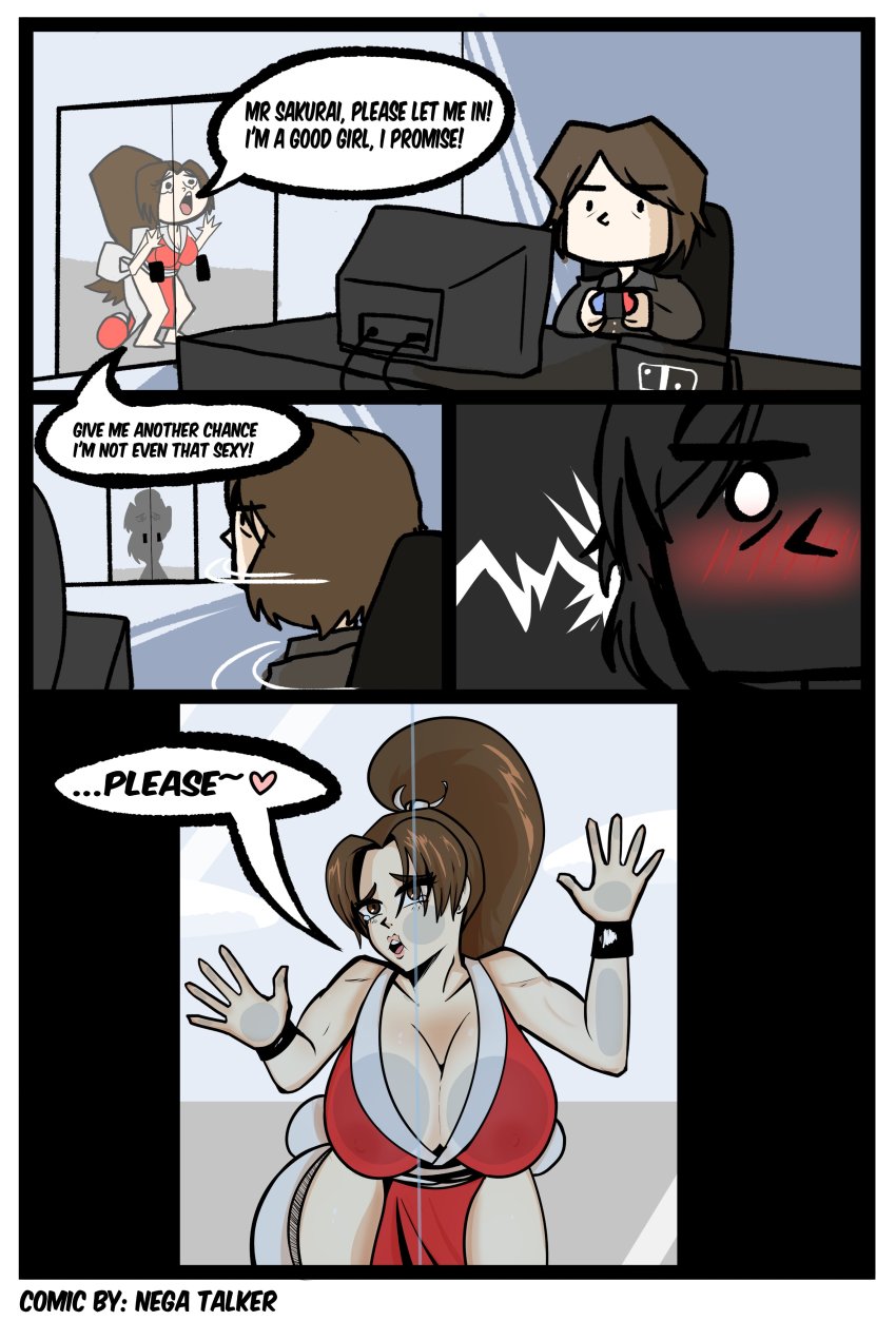 mai shiranui super smash bros - Mr Sakurai, Please Let Me In! I'M A Good Girl, I Promise! Give Me Another Chance I'M Not Even That Sexy! ...Please ~ Comic By Nega Talker