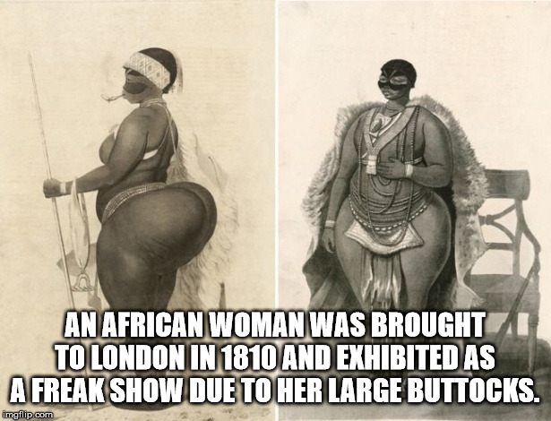 sarah baartman - An African Woman Was Brought To London In 1810 And Exhibited As A Freak Show Due To Her Large Buttocks. imgflip.com