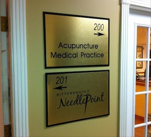 signage - 200 Acupuncture Medical Practice 201 Rittenhouse Needlepoint