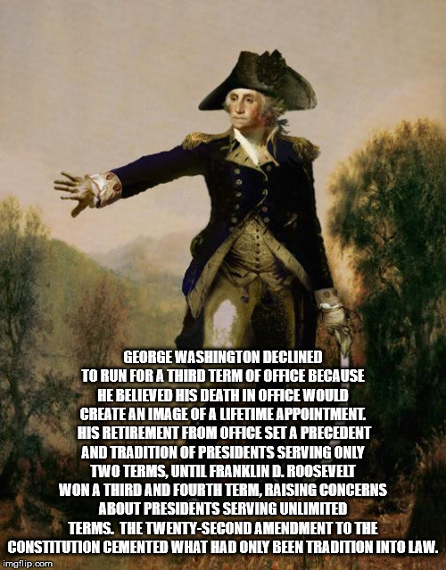 george washington funny - George Washington Declined To Run For A Third Term Of Office Because He Believed His Death In Office Would Create An Image Of A Lifetime Appointment His Retirement From Office Set A Precedent And Tradition Of Presidents Serving O