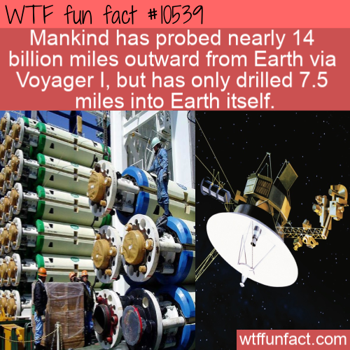 engineering - Wtf fun fact Mankind has probed nearly 14 billion miles outward from Earth via Voyager I, but has only drilled 7.5 miles into Earth itself. wtffunfact.com