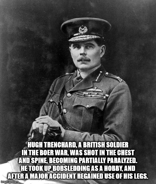 british colonel 1920 - Hugh Trenchard, A British Soldier In The Boer War, Was Shot In The Chest And Spine, Becoming Partially Paralyzed. He Took Up Bobsledding As A Hobby, And After A Major Accident Regained Use Of His Legs. meillip.com