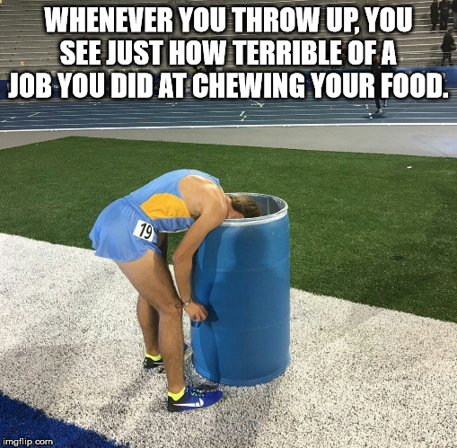 race - Whenever You Throw Up You See Just How Terrible Of A Job You Did At Chewing Your Food. imgflip.com
