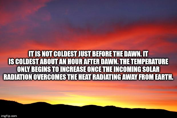 hdd temperature - It Is Not Coldest Just Before The Dawn.It Is Coldest About An Hour After Dawn. The Temperature Only Begins To Increase Once The Incoming Solar Radiation Overcomes The Heat Radiating Away From Earth. imgflip.com