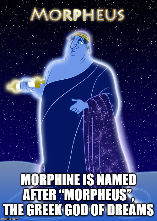 alpesh patel - Morpheus Morphine Is Named After Morpheus", The Greek God Of Dreams imgflip.com