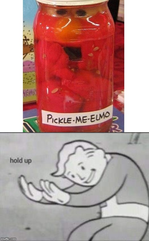 fallout hold up meme - PickleMeElmo hold up imgflip.com