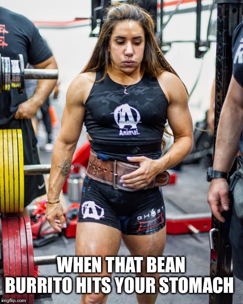 bodybuilder - Animal When That Bean Burrito Hits Your Stomach imgflip.com