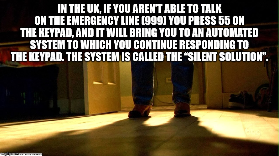 hilarious pictures with captions - In The Uk, If You Aren'T Able To Talk On The Emergency Line 999 You Press 55 On The Keypad, And It Will Bring You To An Automated System To Which You Continue Responding To The Keypad. The System Is Called The Silent Sol