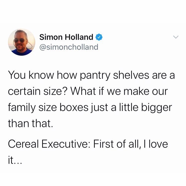 jesse cox barron trump - Simon Holland You know how pantry shelves are a certain size? What if we make our family size boxes just a little bigger than that. Cereal Executive First of all, I love it...