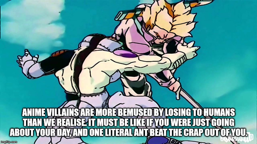 Anime Villains Are More Bemused By Losing To Humans Than We Realise It Must Be If You Were Just Going About Your Day, And One Literal Ant Beat The Crap Out Of You. imgflip.com Cao