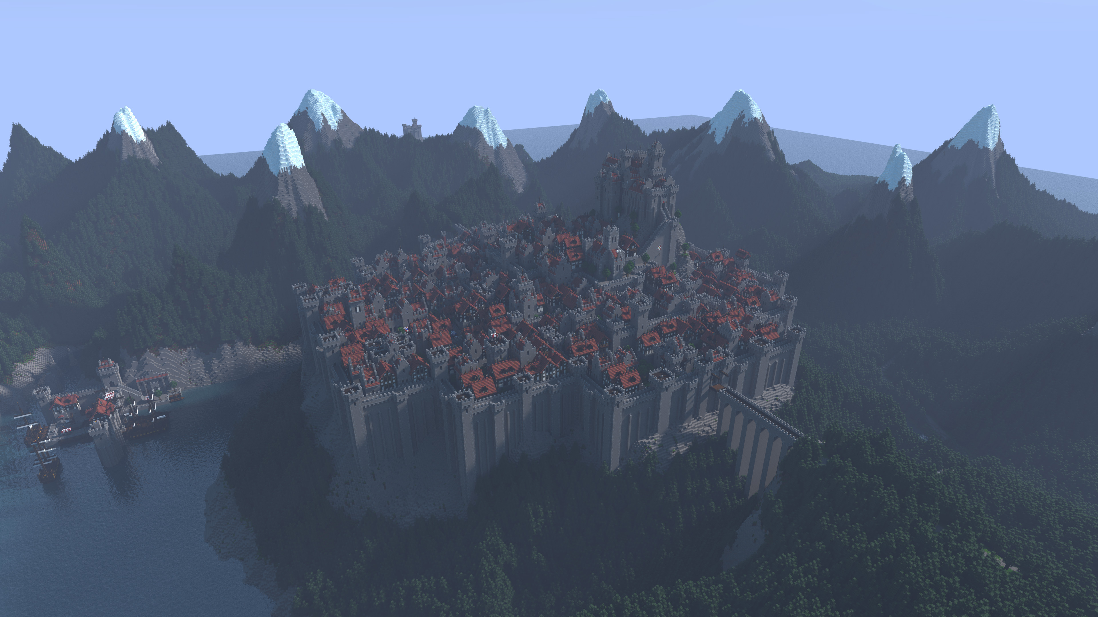 minecraft fantasy mountain city